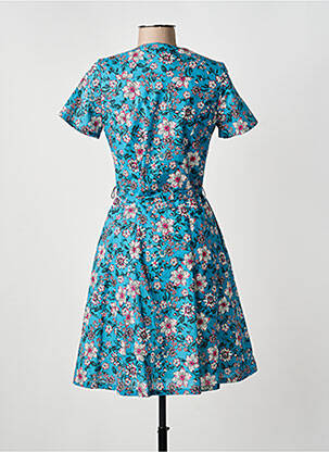 Rochie midi imprimeu floral mâneci scurte albastru GUY DUBOUIS femeie