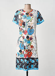 Rochie midi imprimeu fantezie mâneci scurte alb GUY DUBOUIS femme