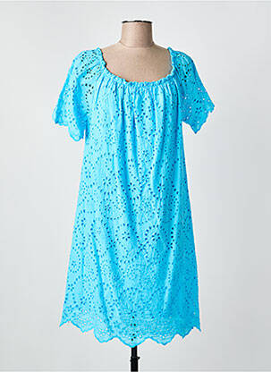 Rochie midi mâneci scurte mâneci scurte albastru COULEURS DU TEMPS femeie