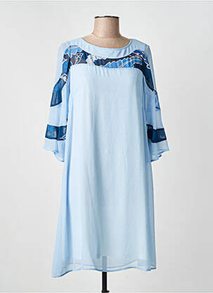 Rochie midi imprimeu fantezie mâneci lungi albastru GREGORY PAT femeie