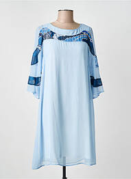 Rochie midi imprimeu fantezie mâneci lungi albastru GREGORY PAT femme