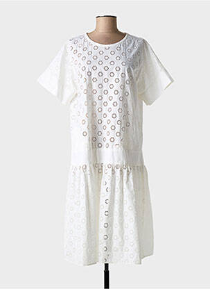 Rochie midi mâneci scurte mâneci scurte alb N_8 femeie