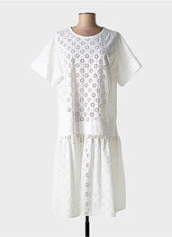 Rochie midi mâneci scurte mâneci scurte alb N_8 femeie