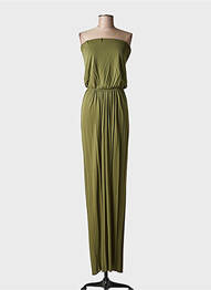 Rochie lungă țesătură crep fără mâneci verde MSGM femeie