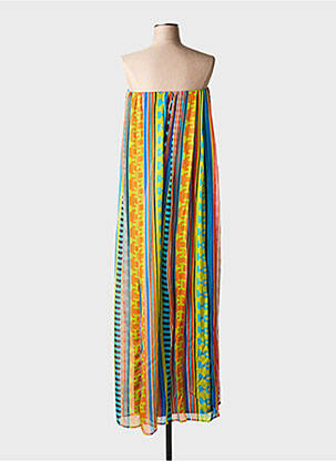 Rochie lungă țesătură crep fără mâneci galben MSGM femeie