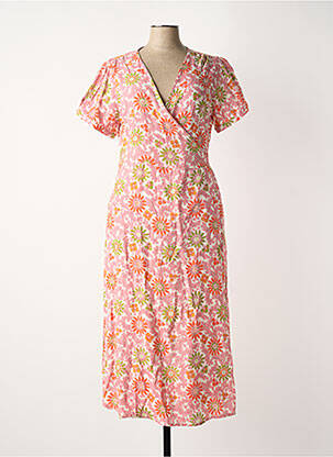 Rochie midi imprimeu floral mâneci scurte roz AGATHE & LOUISE femeie