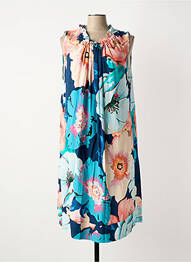 Rochie midi imprimeu floral mâneci scurte albastru COULEURS DU TEMPS femme