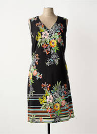 Rochie midi imprimeu floral fără mâneci negru FRED SABATIER femme