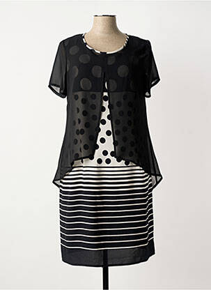 Rochie midi țesătură crep mâneci scurte negru GUY DUBOUIS femme