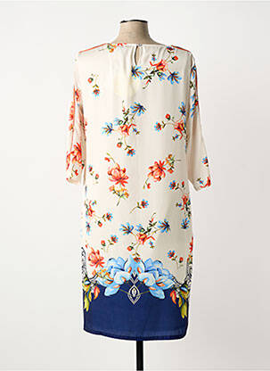 Rochie midi imprimeu floral mâneci 3/4 bej DIVAS femeie
