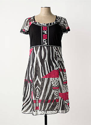 Rochie midi țesătură crep mâneci scurte negru GUY DUBOUIS femeie