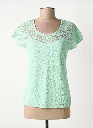 Top țesătură jersey mâneci scurte verde MARBLE femeie