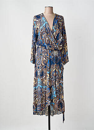 Rochie midi mâneci lungi mâneci lungi albastru COULEURS DU TEMPS femeie