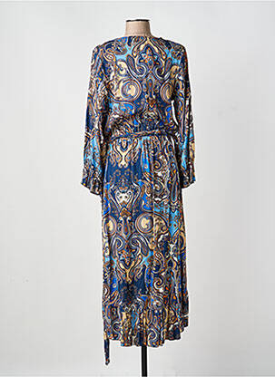 Rochie midi mâneci lungi mâneci lungi albastru COULEURS DU TEMPS femeie