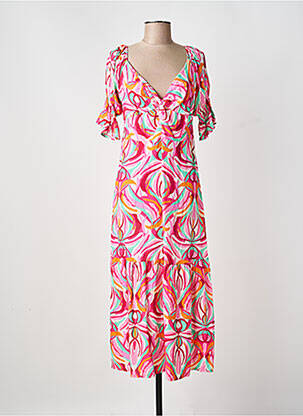 Rochie lungă roz COULEURS DU TEMPS femeie