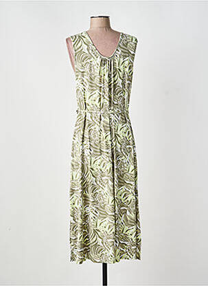 Rochie midi imprimeu fantezie fără mâneci verde MARBLE femeie