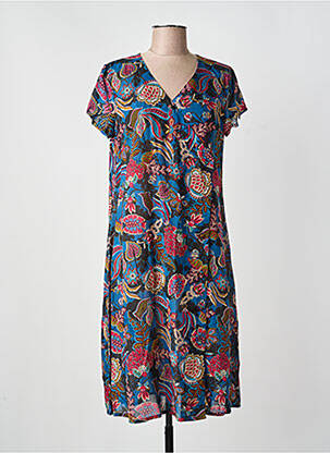 Rochie midi imprimeu fantezie mâneci scurte albastru AGATHE & LOUISE femeie