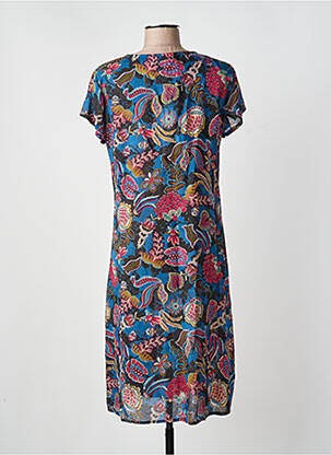 Rochie midi imprimeu fantezie mâneci scurte albastru AGATHE & LOUISE femeie