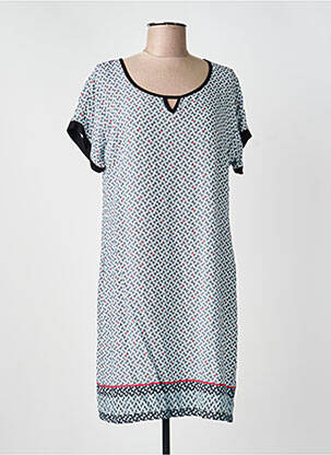 Rochie midi imprimeu fantezie mâneci scurte alb FRED SABATIER femeie