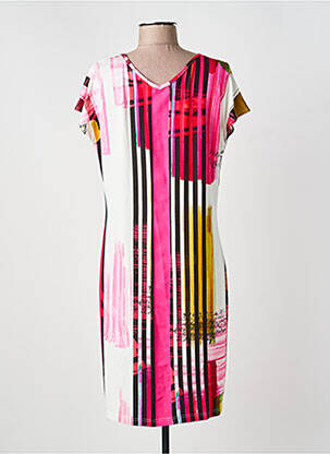 Rochie midi imprimeu fantezie mâneci scurte roz MERI & ESCA femeie