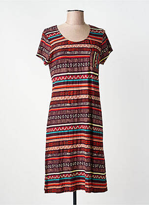 Rochie midi imprimeu fantezie mâneci scurte violet AGATHE & LOUISE femeie