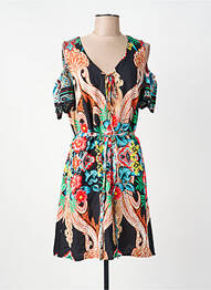 Rochie midi imprimeu fantezie mâneci scurte negru FRED SABATIER femeie