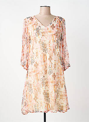 Rochie midi imprimeu fantezie mâneci lungi bej AGATHE & LOUISE femme