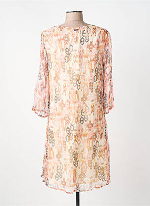Rochie midi imprimeu fantezie mâneci lungi bej AGATHE & LOUISE femeie