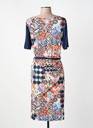 Rochie midi imprimeu fantezie mâneci scurte albastru CONCEPT K femeie