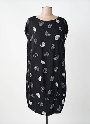 Rochie midi imprimeu fantezie mâneci scurte negru SURKANA femeie