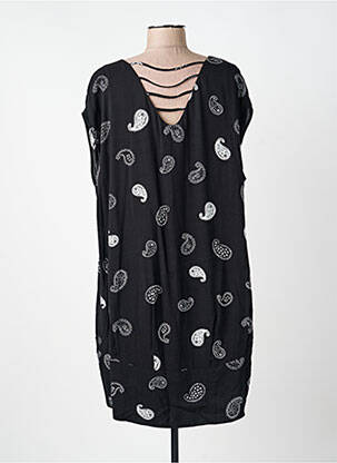 Rochie midi imprimeu fantezie mâneci scurte negru SURKANA femeie
