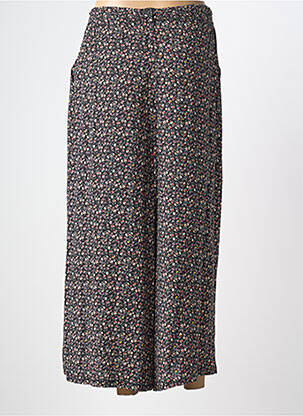 Pantalon larg țesătură poplin negru COULEURS DU TEMPS femeie