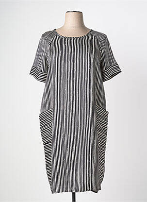 Rochie midi croială fluidă mâneci scurte negru DIVAS femeie