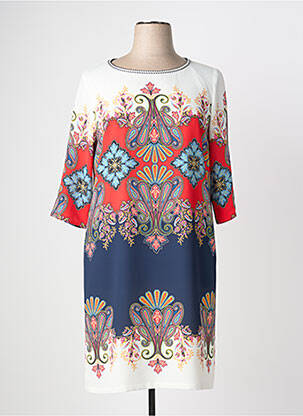 Rochie midi croială fluidă mâneci 3/4 roșu DIVAS femeie