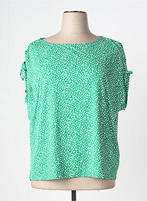 Tricou croială dreaptă mâneci scurte verde MARBLE femeie
