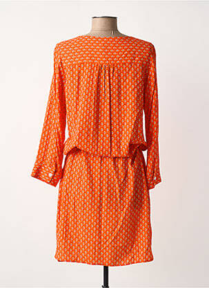 Rochie midi imprimeu fantezie mâneci lungi portocalie LE PETIT BAIGNEUR femeie