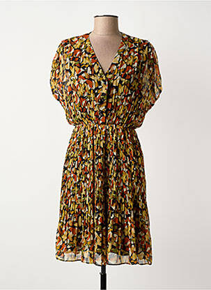 Rochie scurtă croială fluidă mâneci scurte galben MOLLY BRACKEN femeie