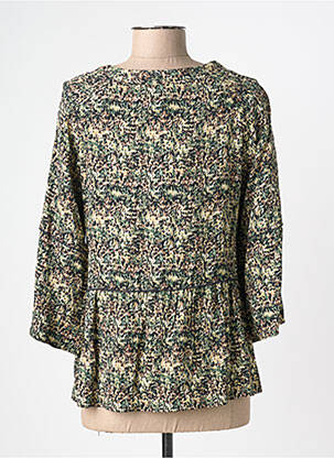 Bluză țesătură poplin mâneci 3/4 verde MERI & ESCA femeie