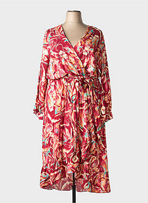 Rochie lungă mâneci lungi mâneci lungi roșu COULEURS DU TEMPS femeie