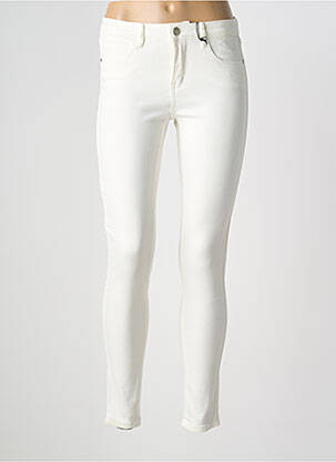 Pantalon slim țesătură poplin mărime normală alb F.A.M. femeie