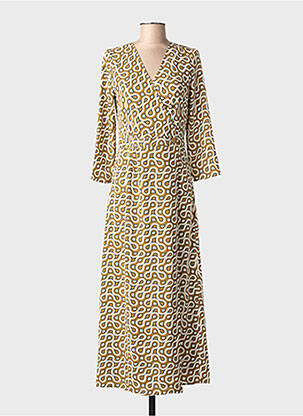 Rochie lungă imprimeu fantezie mâneci 3/4 verde LA PETITE ETOILE femeie