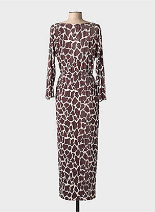 Rochie lungă mâneci lungi mâneci lungi maro NUMPH femeie