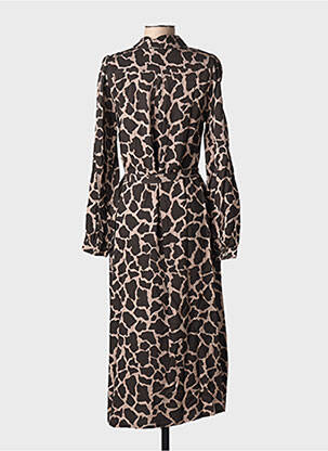 Rochie midi mâneci lungi mâneci lungi maro NUMPH femeie