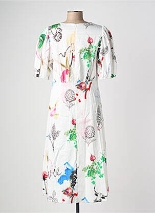 Rochie midi imprimeu floral mâneci scurte alb NUMPH femeie