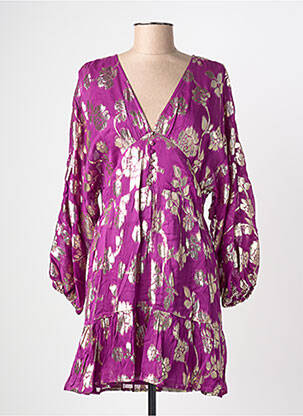 Rochie midi imprimeu floral mâneci lungi violet LA PETITE ETOILE femeie