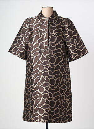 Rochie midi mâneci scurte mâneci scurte maro NUMPH femeie