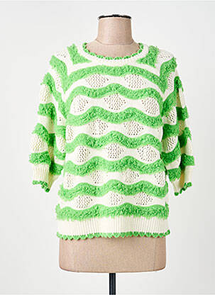 Pulover croială dreaptă mâneci 3/4 verde NUMPH femeie