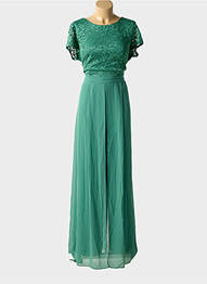 Salopetă-pantalon închidere cu fermoar la spate mâneci scurte verde VERA MONT femme