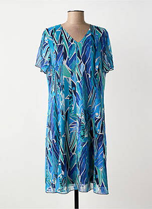 Rochie midi imprimeu floral mâneci scurte albastru GEVANA femeie