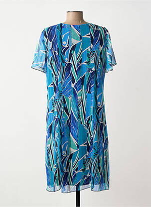 Rochie midi imprimeu floral mâneci scurte albastru GEVANA femeie